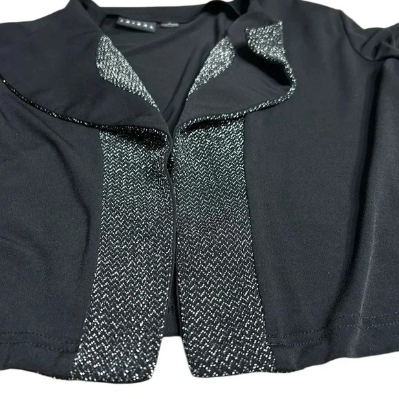 TRIBAL formal blazer, women medium. Black,bling silver, v neck,one hook,event - Picture 9 of 11